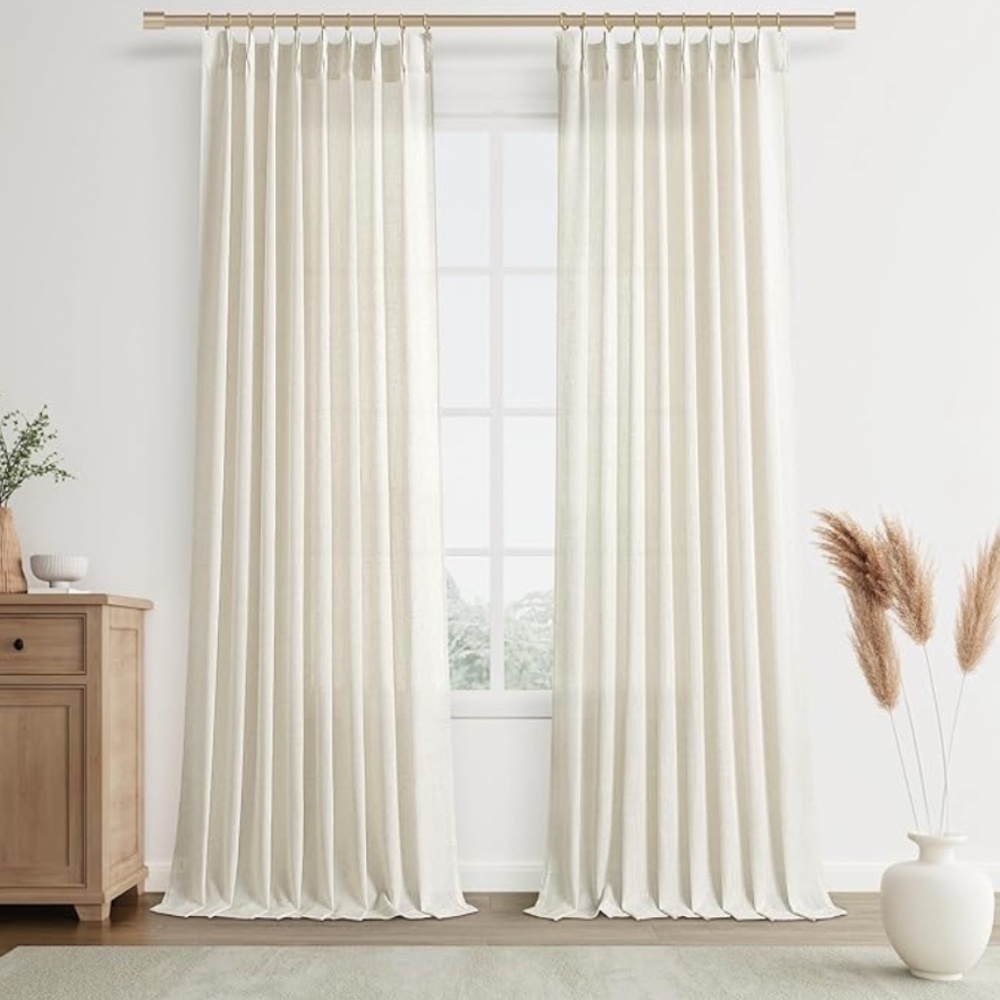 *NWT* • Joywell Linen Pinch Pleated Window Curtains • 102x50 • 2 Panels